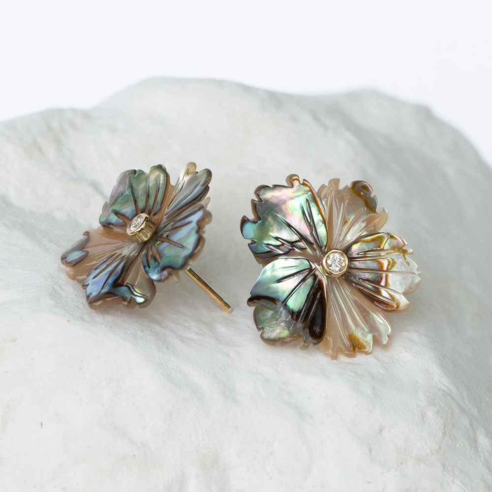 Abalone shell flower earrings