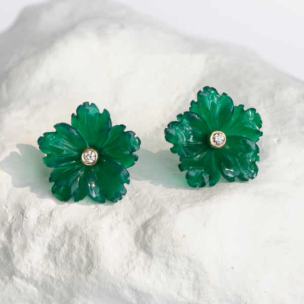 Green Agate flower earrings