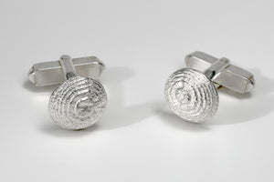 Cufflinks for men Round Disc flat Sterling Silver textured surface Karin Kraemer 