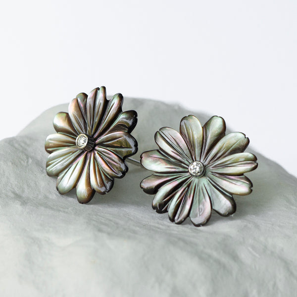 Peacock Daisy Flower earrings large