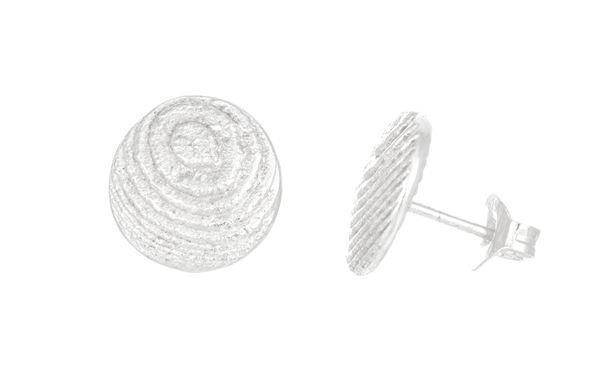 Round Sepia earstuds 13mm, Sterling Silver