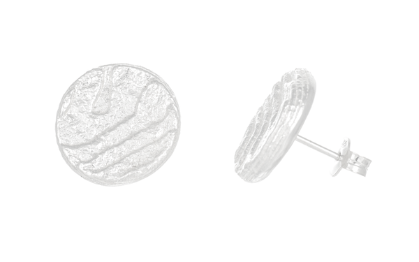 Round Sepia earstuds 15mm, Sterling Silver