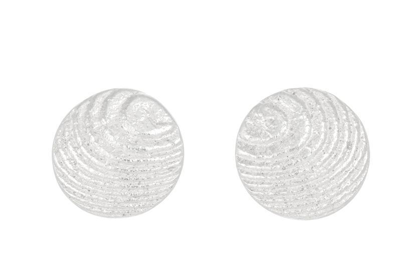 Round Sepia earstuds 11mm, Sterling Silver