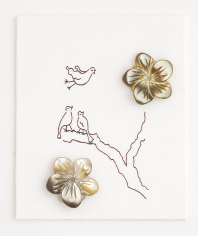 Gold Brown Mother of pearl Flower earrings