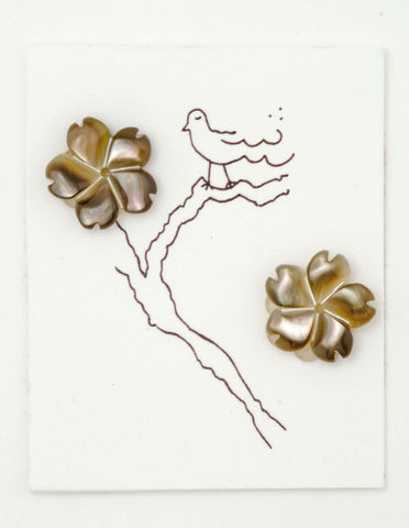 Gold Brown Mother of pearl Flower earrings