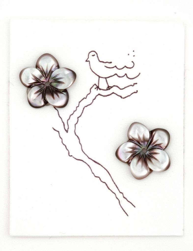 Grey Gray Mother of pearl Flower earrings
