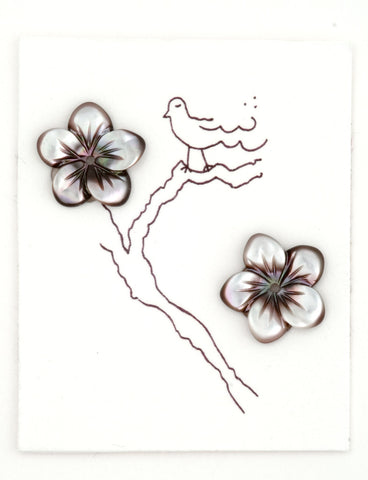 Grey Gray Mother of pearl Flower earrings