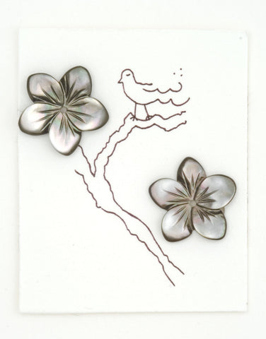 Grey Gray Mother of pearl Flower earrings